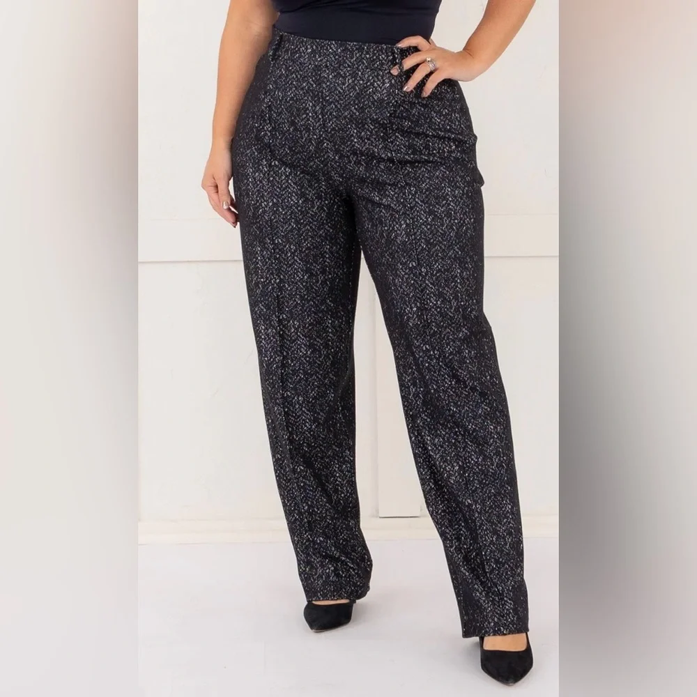 SPANX® PONTE BARREL LEG PANT, HERRINGBONE - Picture 1 of 7